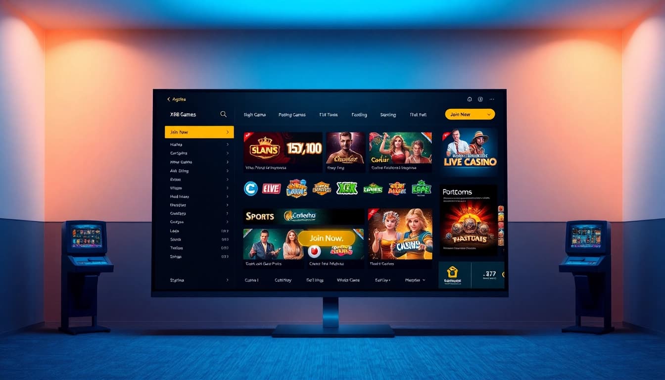Interactive online gambling interface showcasing games at xo88.quest.