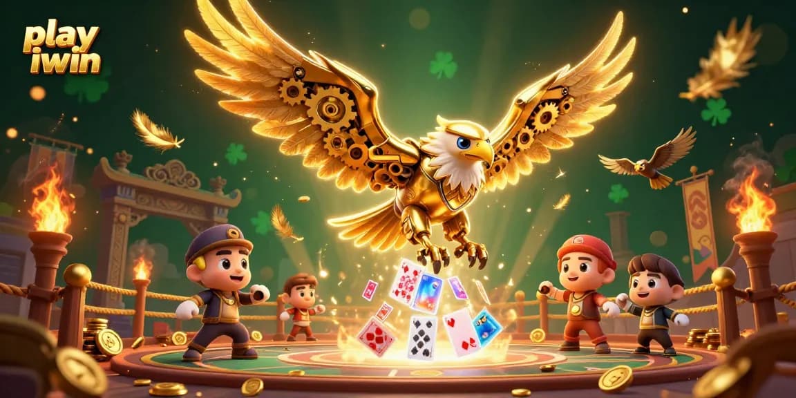 Play iwin and win big with this captivating casino-themed illustration featuring dynamic characters and game elements.