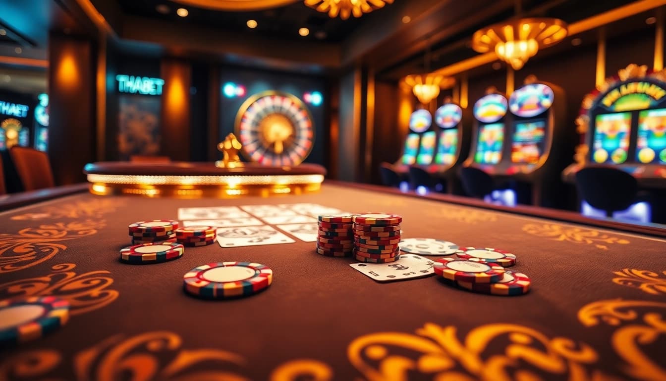 Experience the excitement of THABET with vibrant casino games and luxurious betting elements.