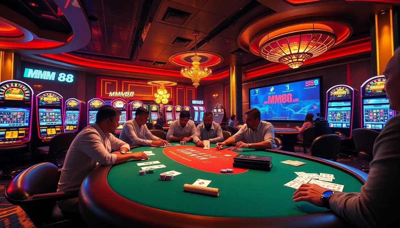 Players enjoying strategic card games at MM88's luxurious casino.