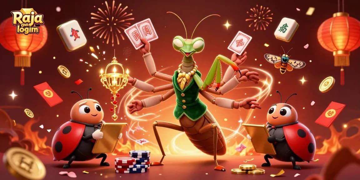Engage in thrilling gameplay with Raja game login featuring vibrant gambling elements in a festive scene.