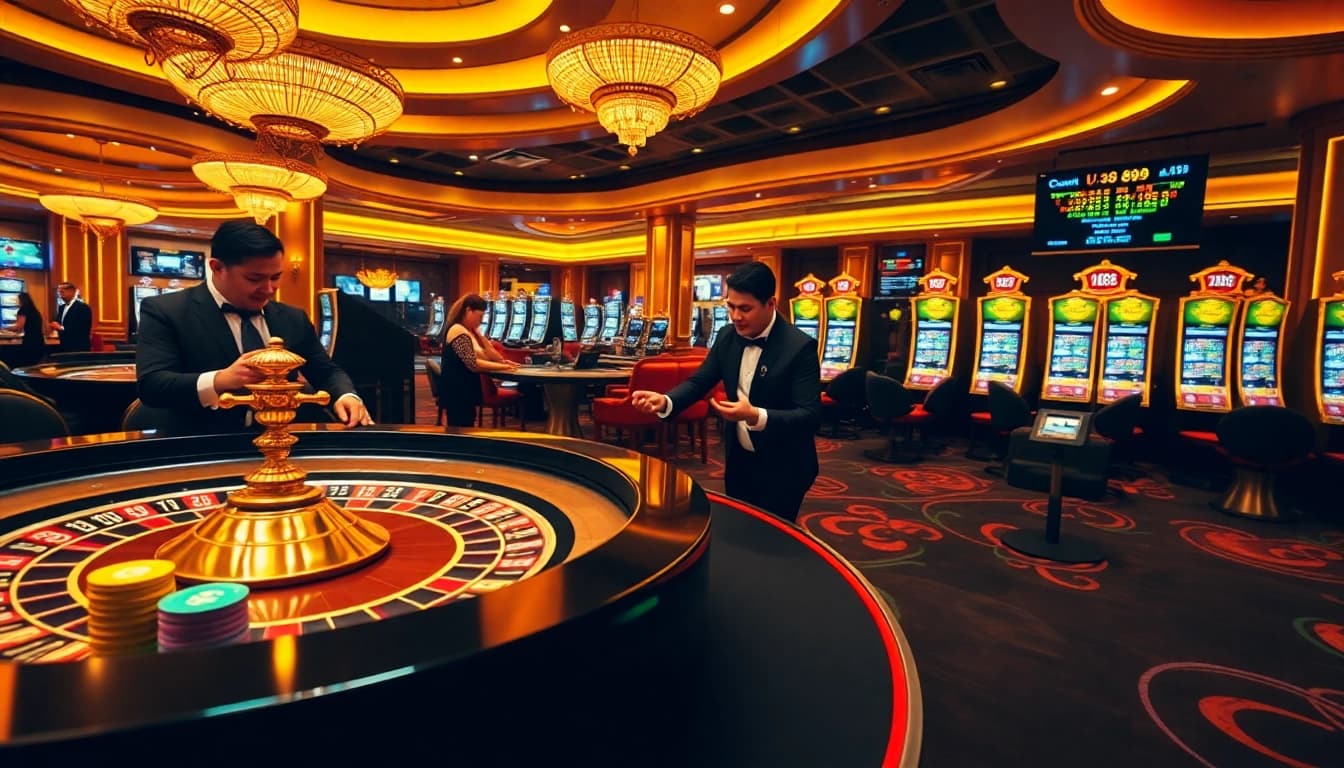 UU88 casino scene with roulette table and vibrant poker chips in luxurious setting