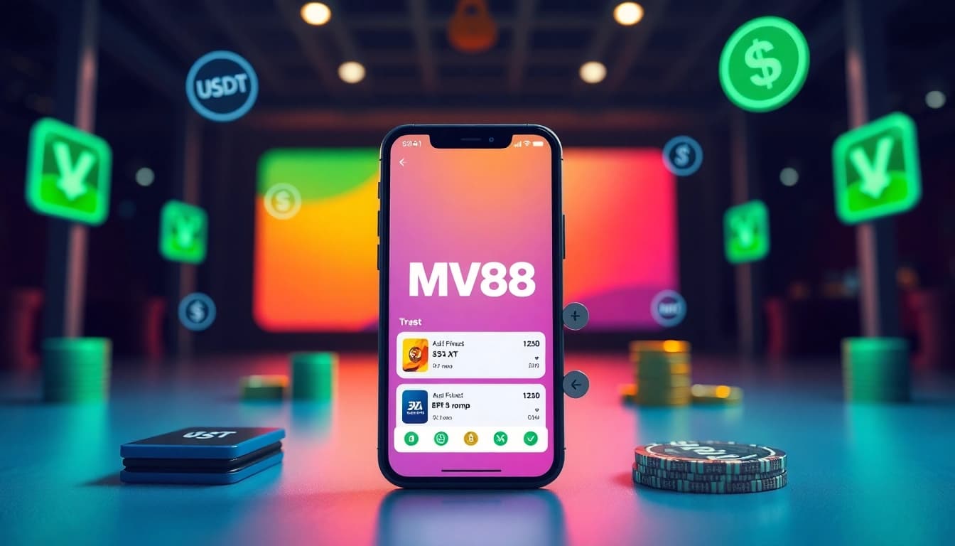 MV88 app interface showcasing safe USDT transactions on a smartphone.