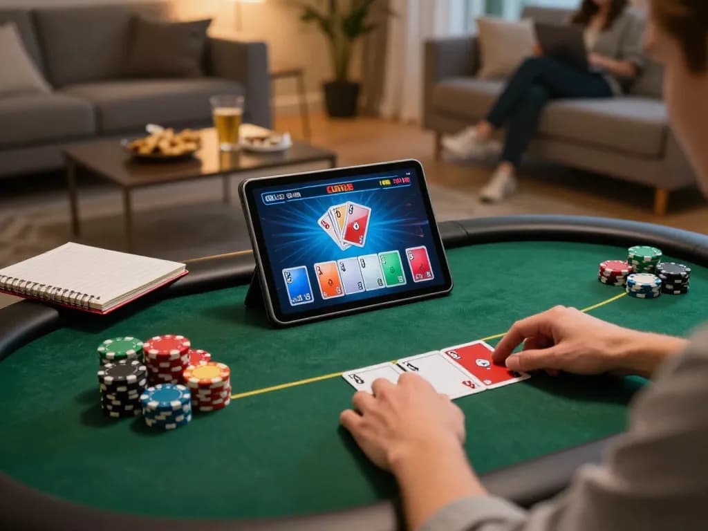 Engage with thrilling online poker at 388bet on a cozy evening setting with strategic gameplay.