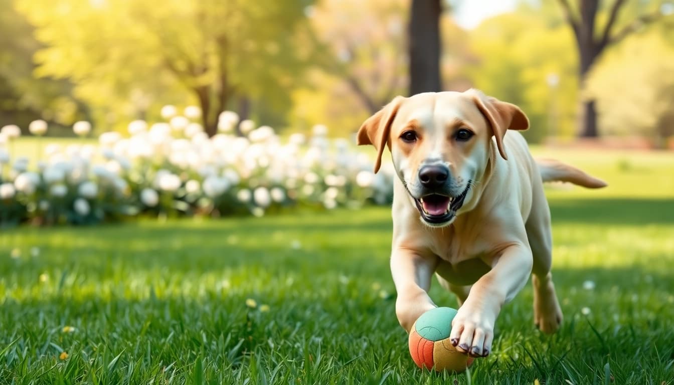 Dog experiencing the benefits of CBD Oil For Dog while playing outdoors in a vibrant park.