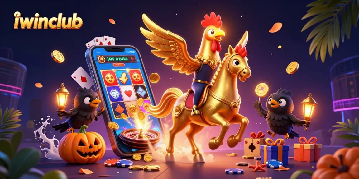 Engage with iwinclub's vibrant casino gaming scene featuring a golden rooster in action.