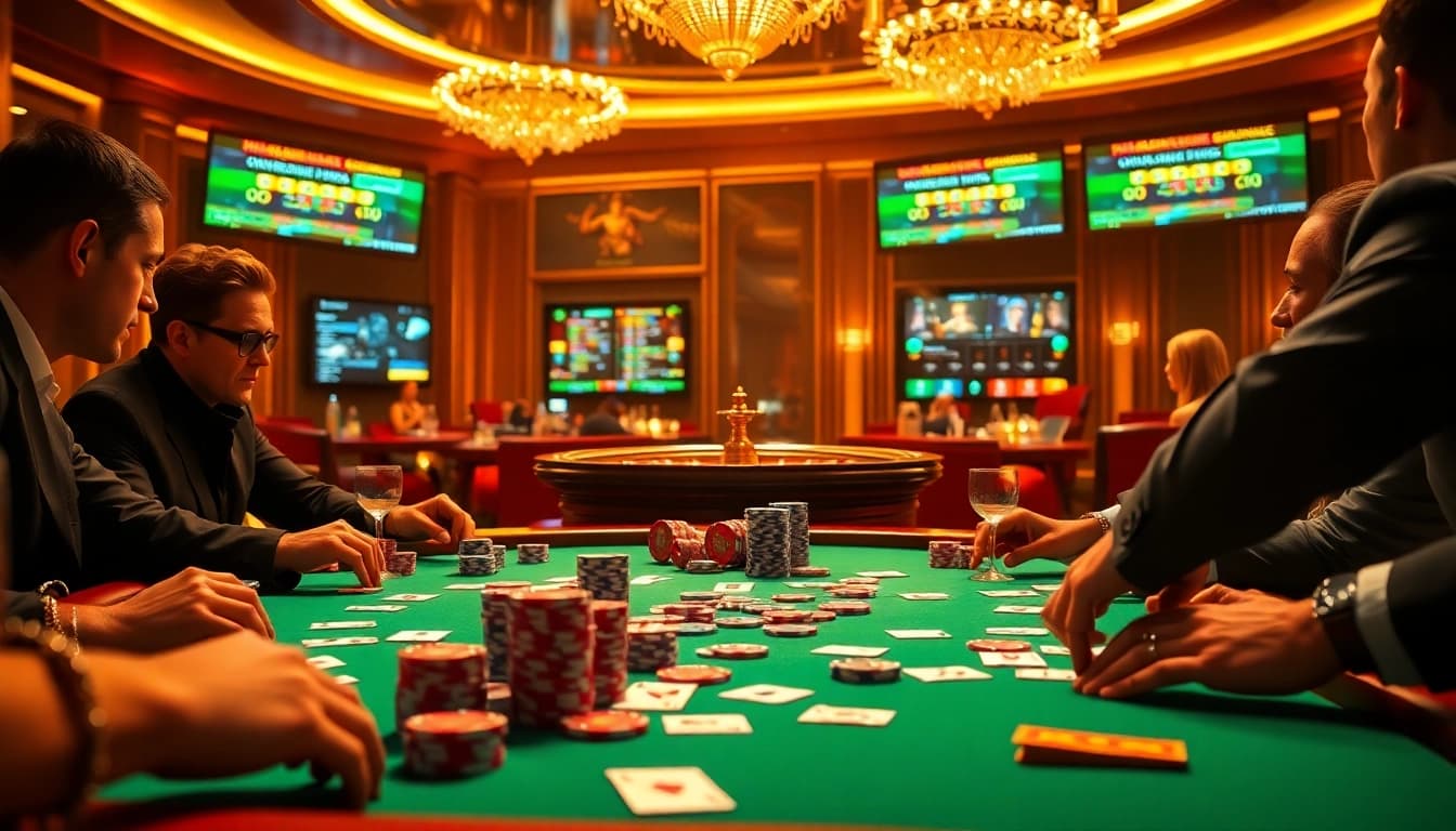 Engage in a thrilling casino experience with New88bet.us featuring vibrant poker games and exciting betting action.