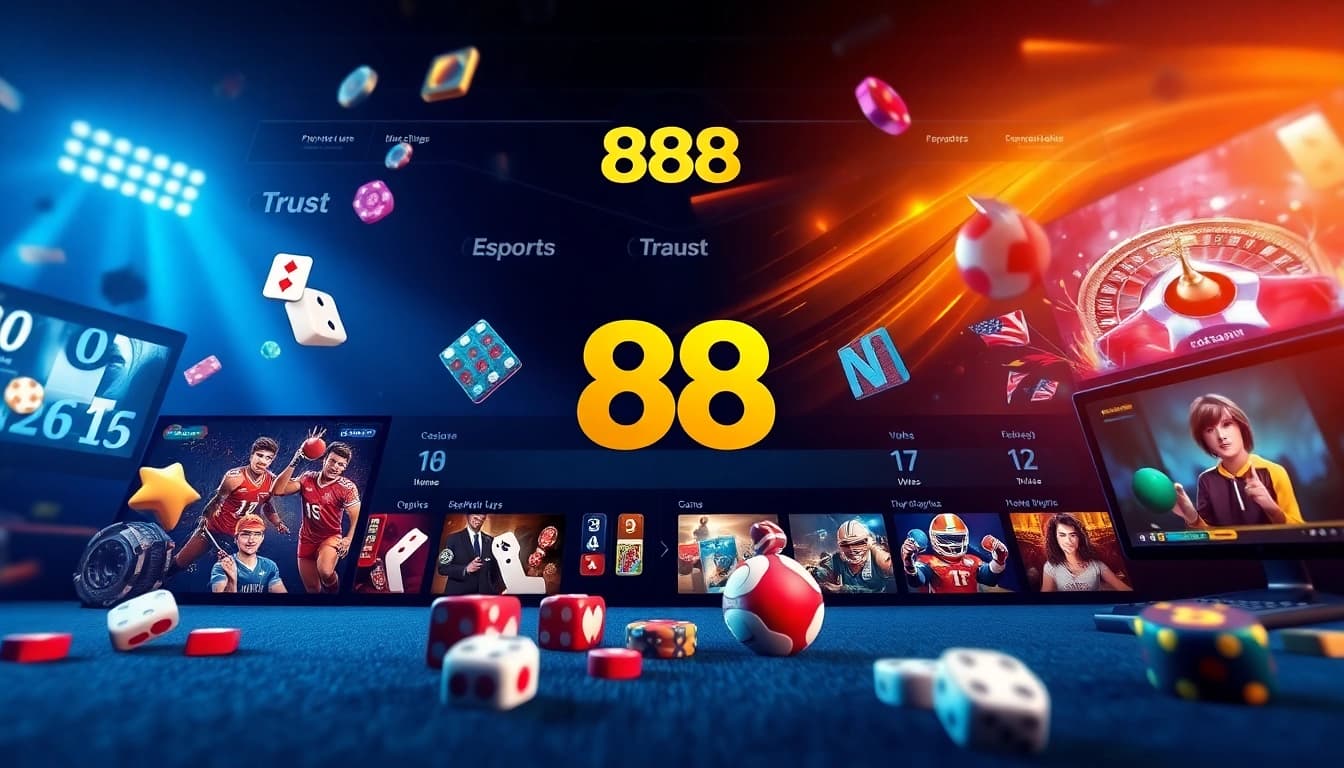 Dynamic gaming interface with 888new logo, showcasing diverse betting options.