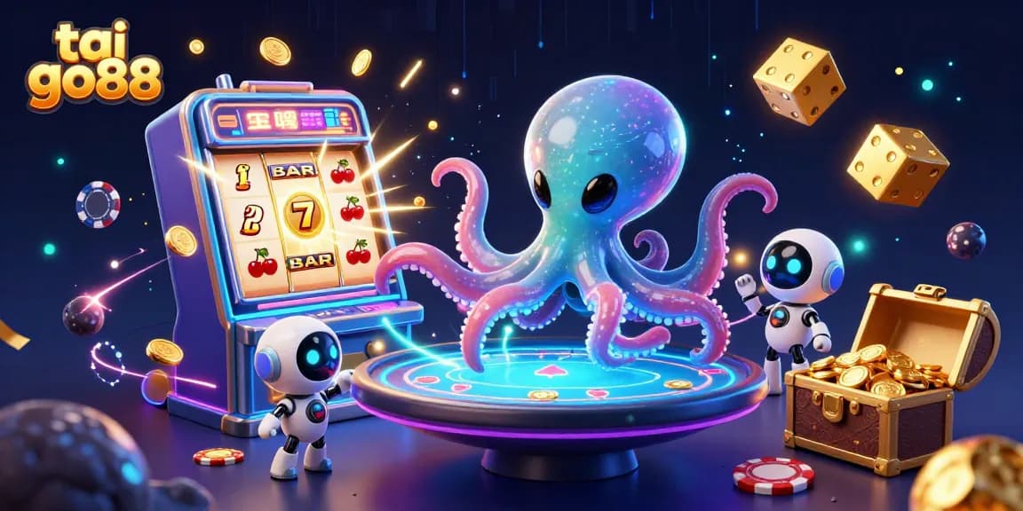 Engage in imaginative gaming at tai go88 with an exhilarating alien casino scene featuring vibrant slot machines and poker