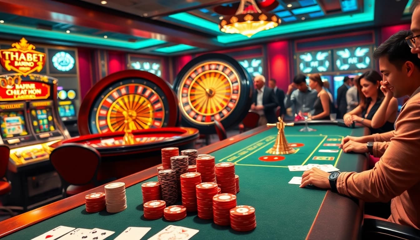 Experience high-stakes gameplay at THABET with players immersed in thrilling poker and roulette games.