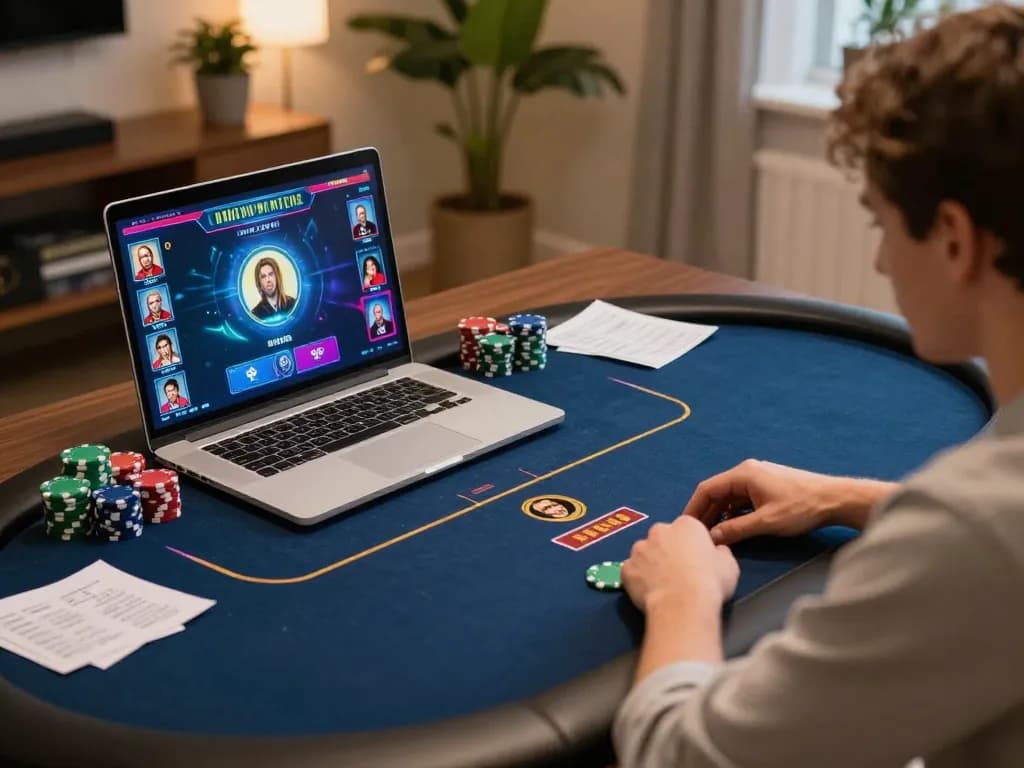 Active online gaming scene on 888top with immersive poker gameplay and cozy atmosphere