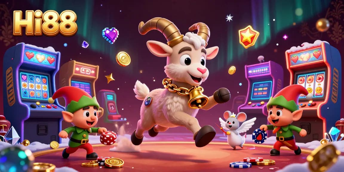 Experience thrilling gameplay at Hi88's holiday casino, featuring festive Krampus and mischievous elves.