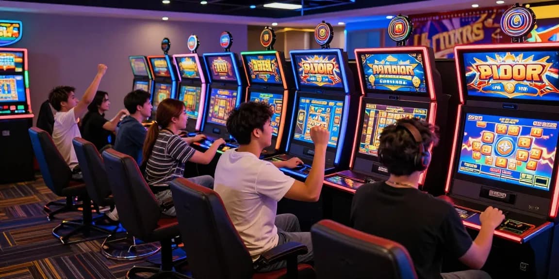Players enjoying a thrilling game at the slot depo 5k online platform, showcasing engaging slot machines and vibrant atmosphere.