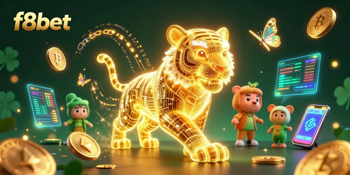 Engage with f8bet's immersive gaming experience featuring a neon tiger in a digital casino.