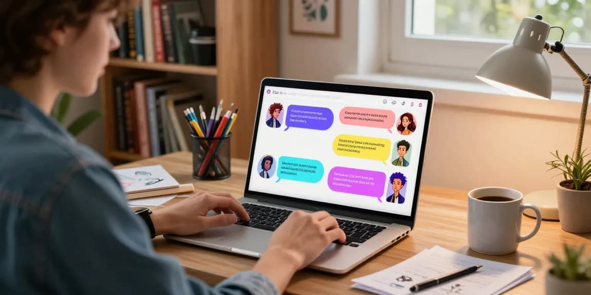 Engaging Tavern AI chat experience with a custom character in a creative home workspace