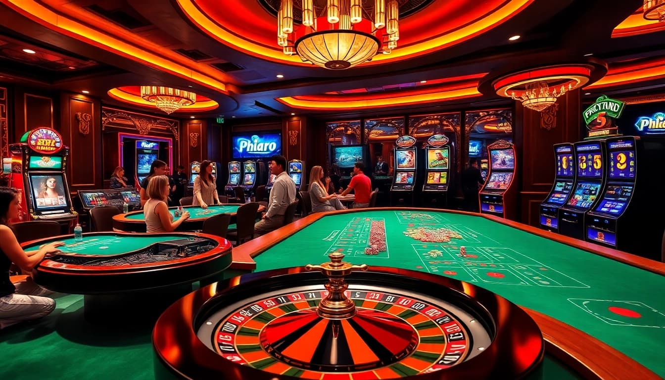 Experience the thrill as you play your favorite games at Phlaro in a vibrant casino setting.