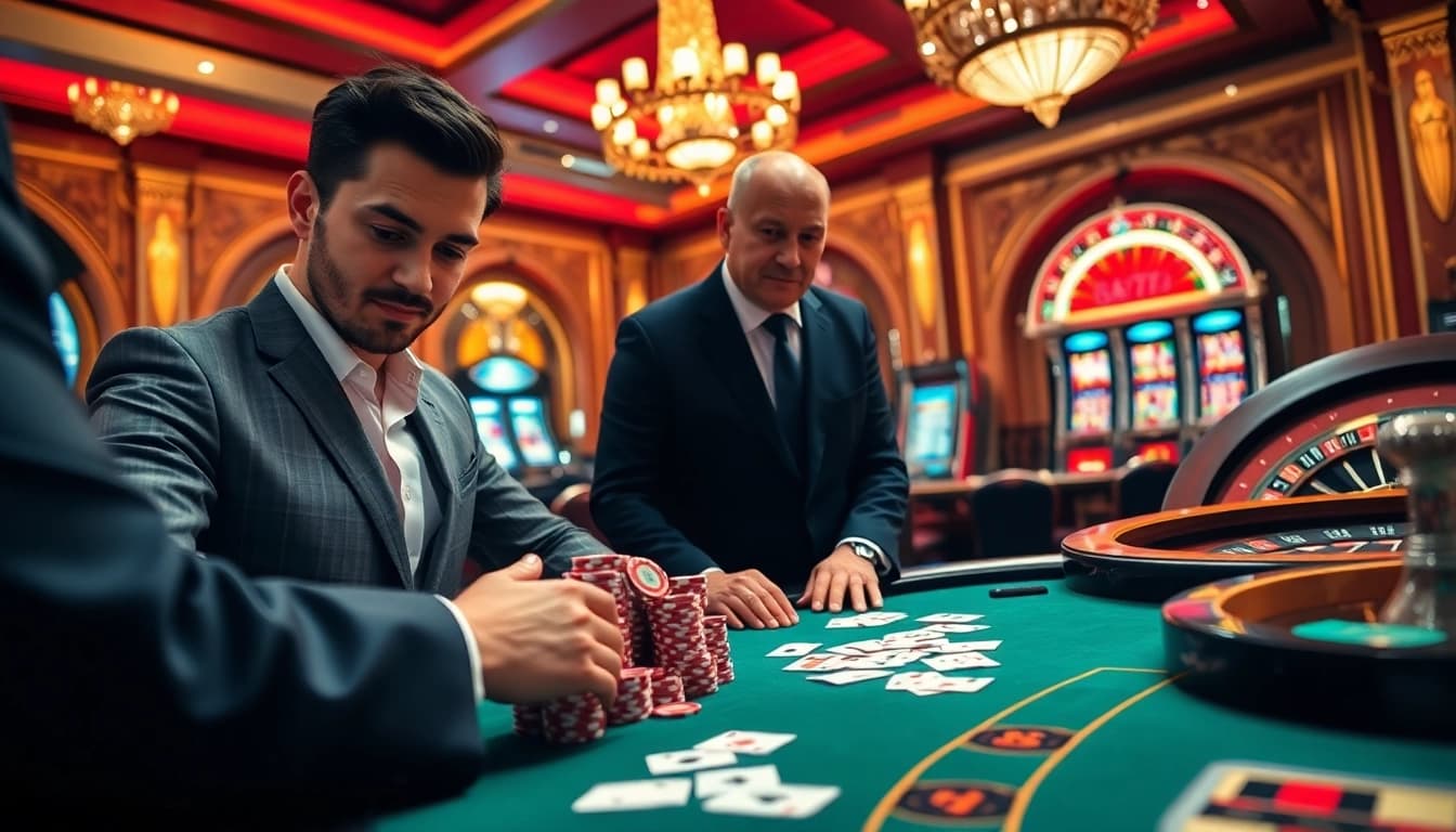 Engaging poker players enjoying a high-stakes game at 6L777 casino.