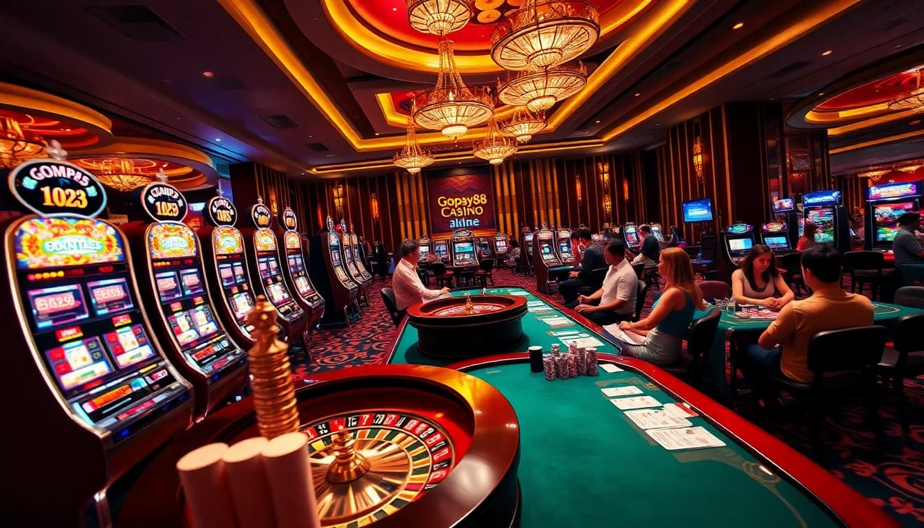 Gopay88 players experiencing the thrill of a vibrant online casino environment.