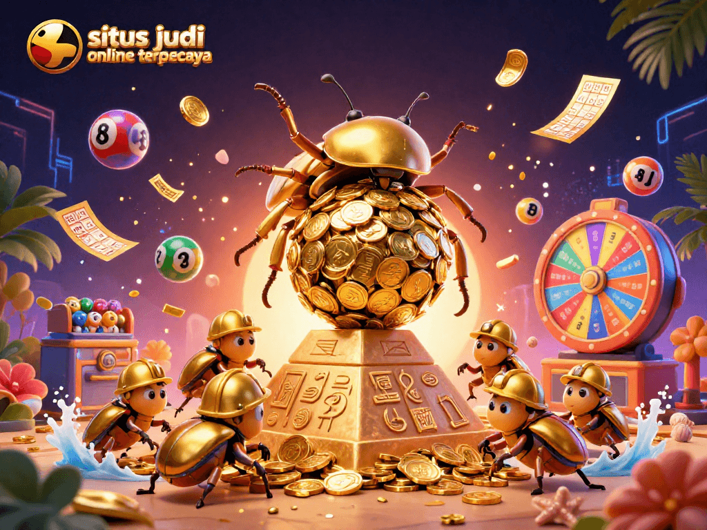Mengaktifkan situs judi online terpercaya dengan simbol kasino dan bola lotere yang memukau.
