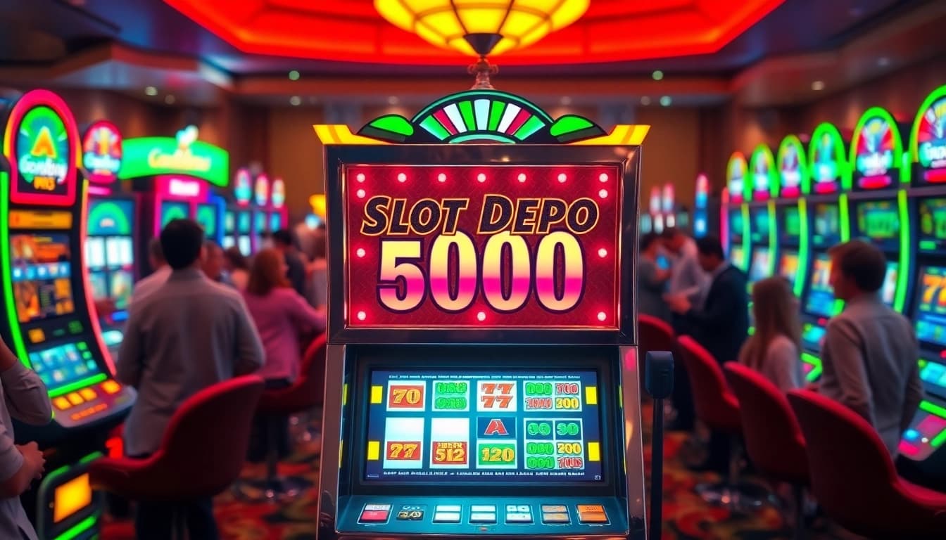 Menangkan Slot Depo 5000 di mesin slot yang cemerlang dalam suasana kasino yang dinamis.