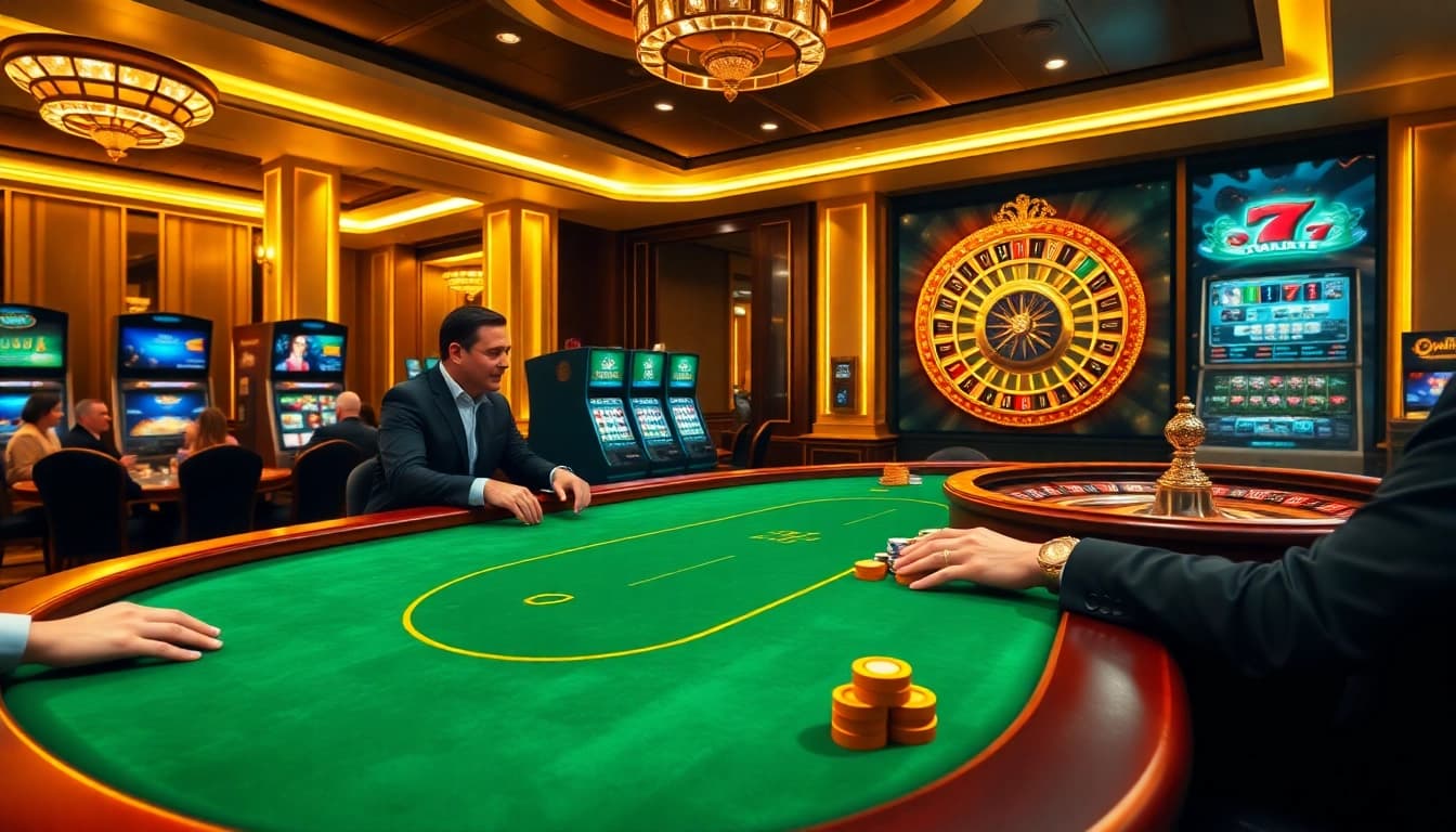 Jogoluck elite gaming experience with high-stakes poker table and exciting casino atmosphere.