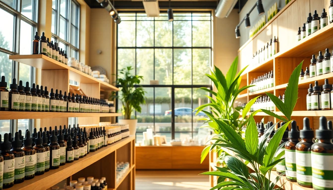 Un proveedor de productos CBD exhibiéndose profesionalmente en un entorno moderno.
