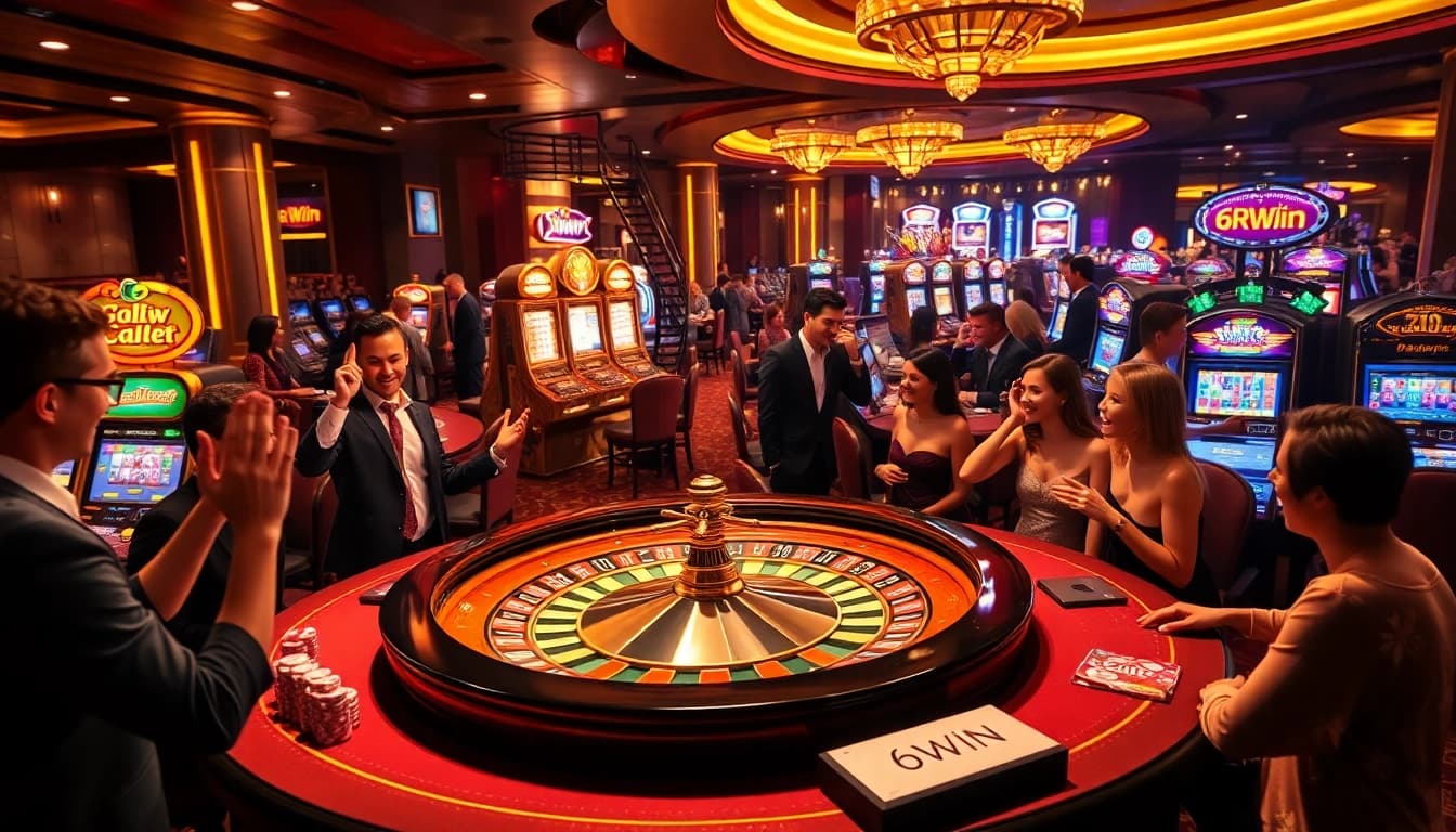 Experience the excitement of gambling at 6RWIN with a vibrant casino atmosphere.