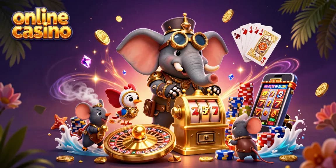 Experience the thrill of an online casino with a steampunk-themed scene showcasing vibrant characters and dynamic elements.