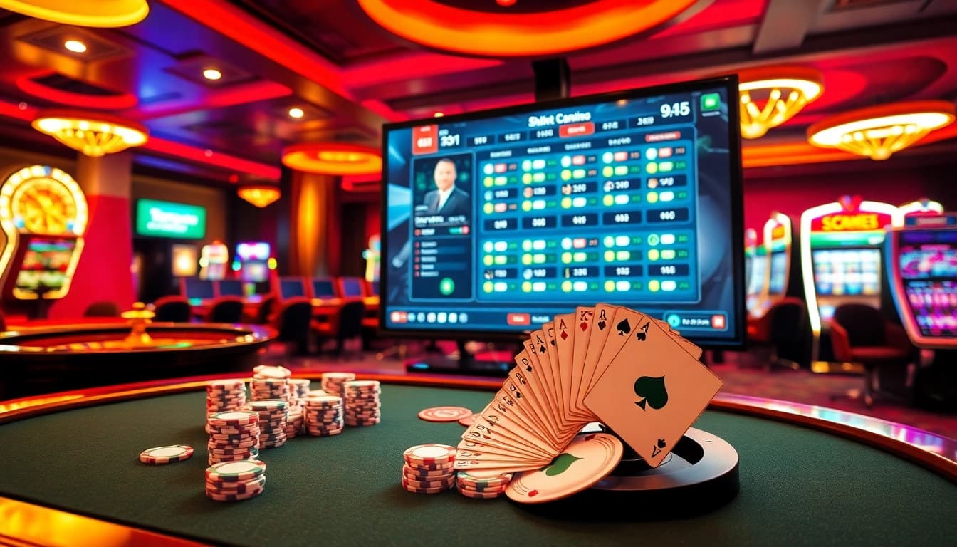 Engaging scene showcasing online gambling with 9Dbet's premium casino interfaces and poker features.