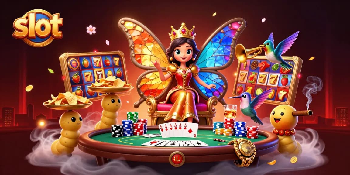 Spin vibrant slot games with the queen of luck in a rich casino scene filled with excitement.