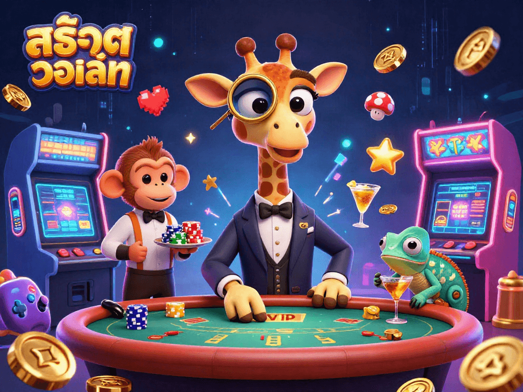 Experience thrilling สล็อตวอเลท action with a high-roller giraffe, monkey valet, and chameleon bartender.