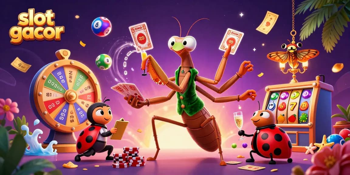 Experience top slot gacor action with a vibrant casino scene showcasing dynamic characters and thrilling game elements.