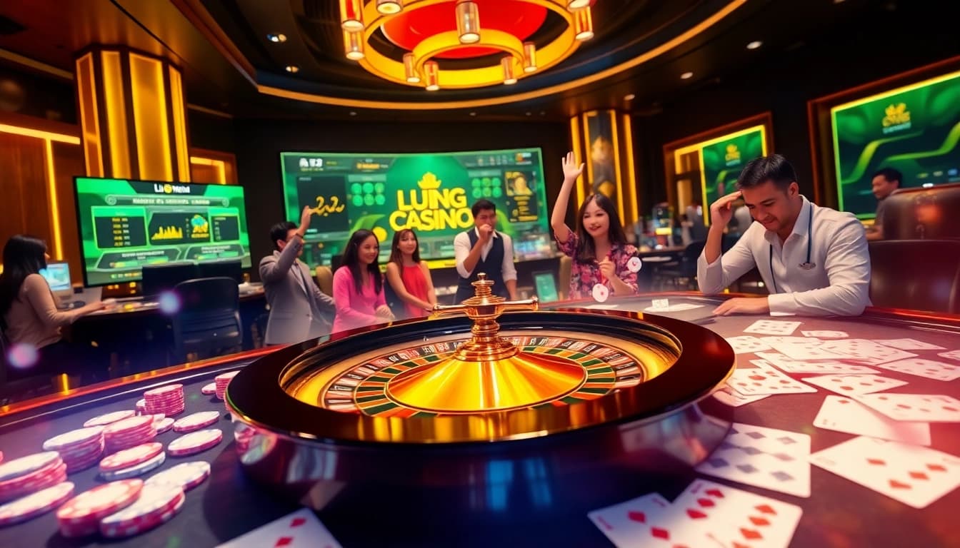 Experience the excitement of Lương Sơn TV with vibrant poker chips and roulette games in a luxurious casino.