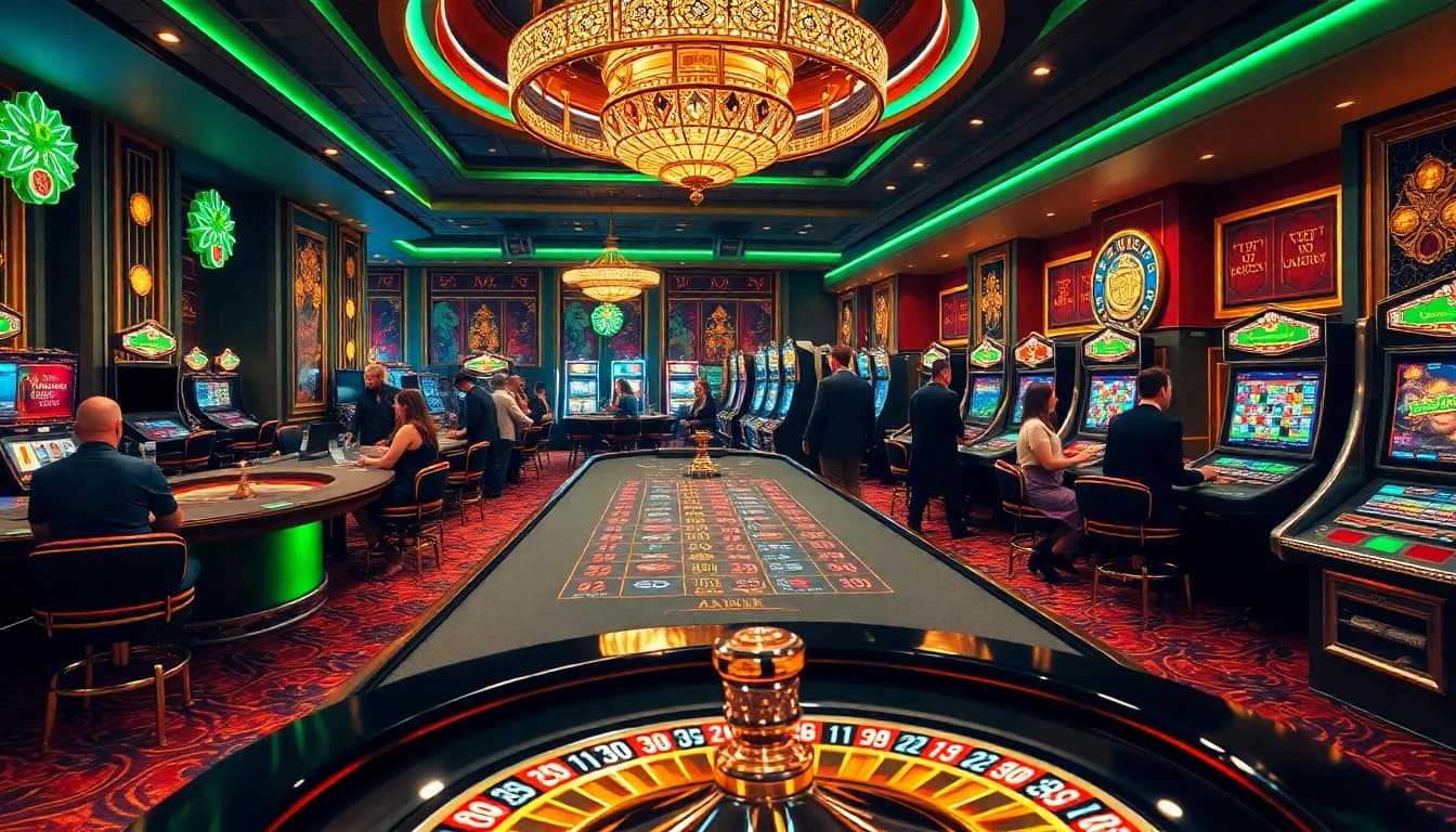 Players enjoying games at AF88 casino, showcasing roulette, slots, and poker excitement.