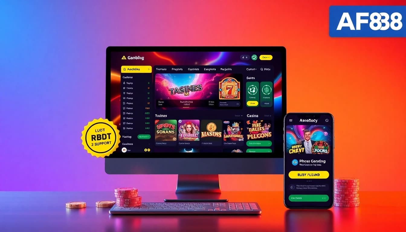 AF88 online gambling platform interface showcasing sports betting and casino games with customer support.