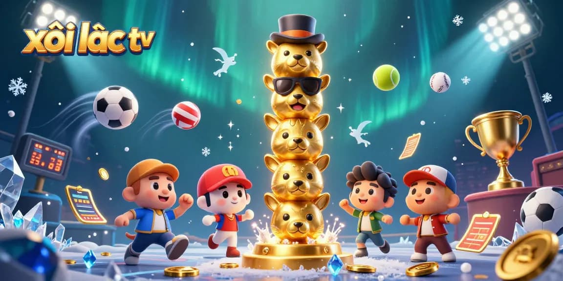 Exciting scene showcasing xôi lạc tv with animated sports balls and vibrant casino elements.