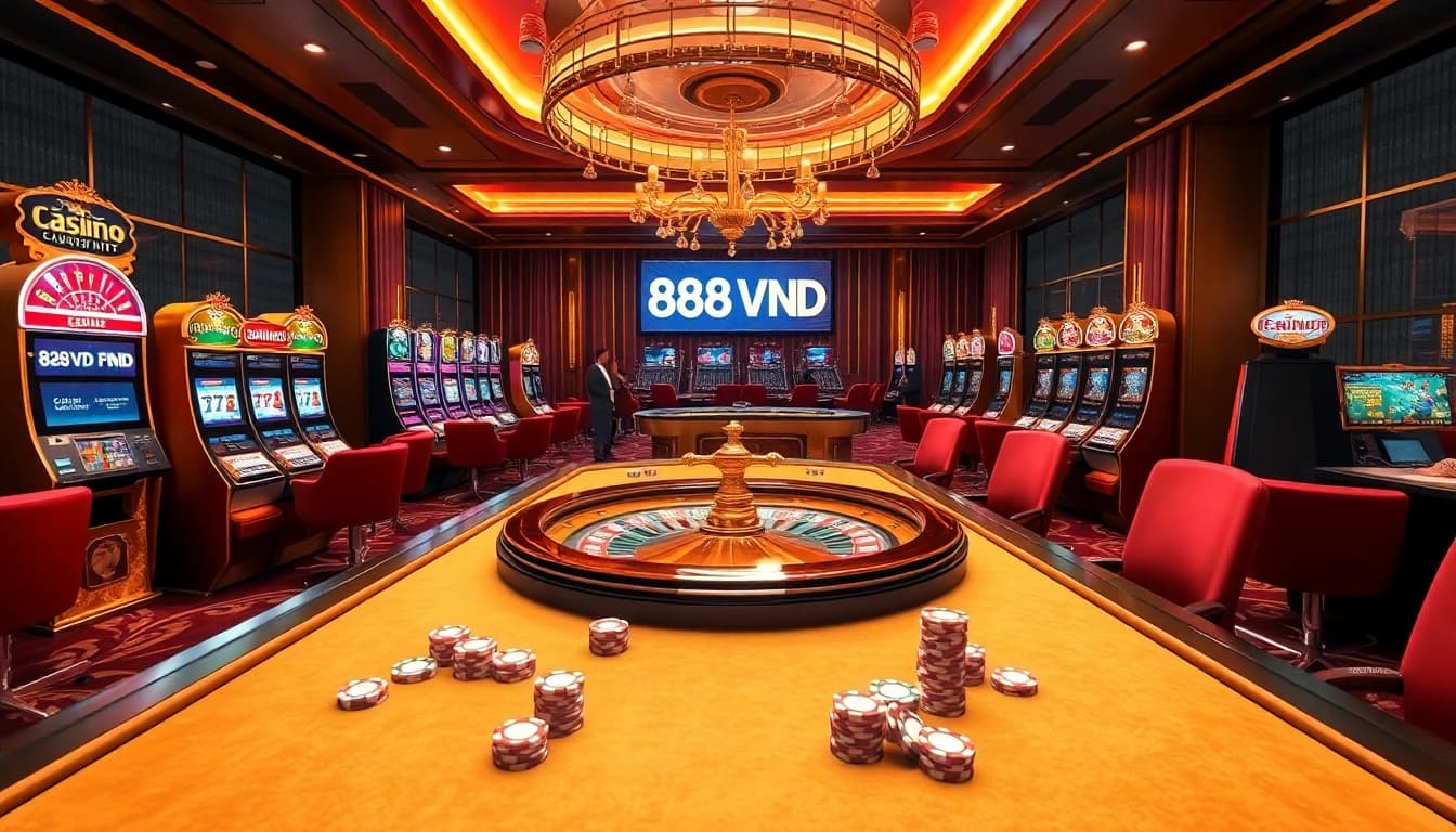 Experience thrilling online gaming at 888VND with luxurious casino visuals and exciting gameplay elements.