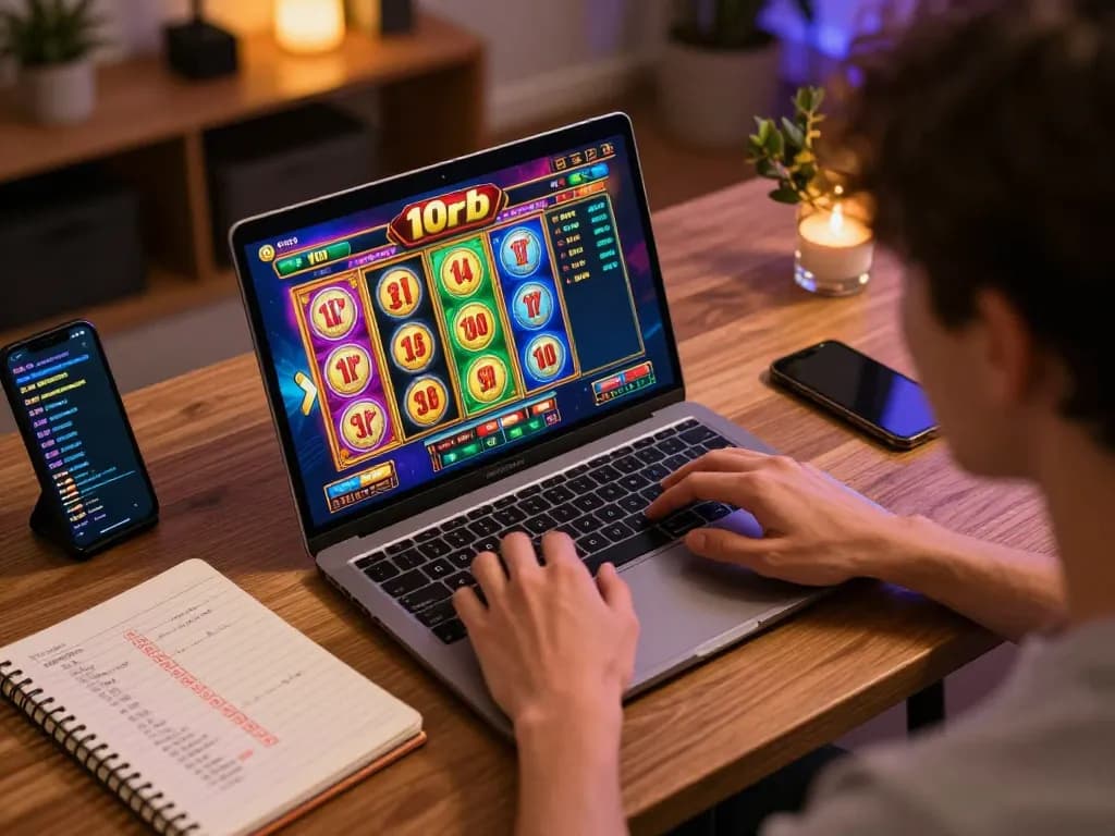Engaging online gaming scene with slot 10rb displayed, capturing excitement and strategic betting.
