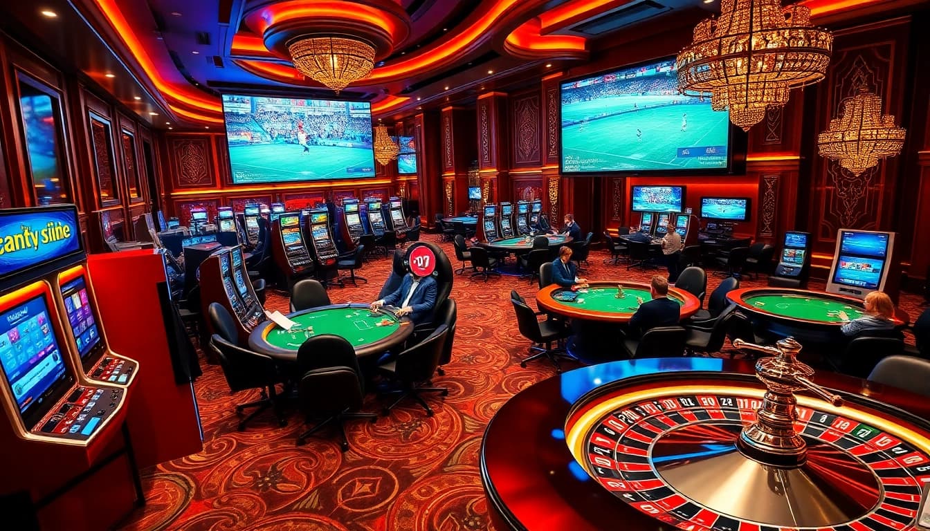 Lương Sơn TV presents a thrilling casino environment with live betting on football matches, showcasing excitement in gaming.