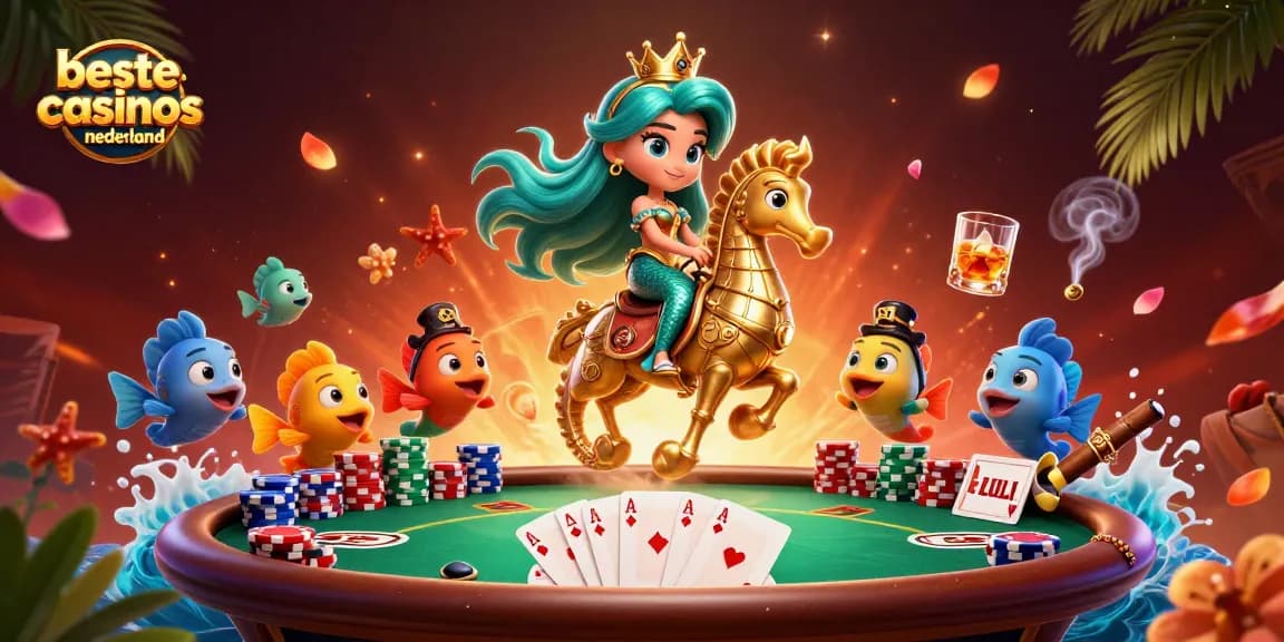 Experience the thrill of beste online casinos nederland with a vibrant casino adventure featuring a mermaid and seahorse.