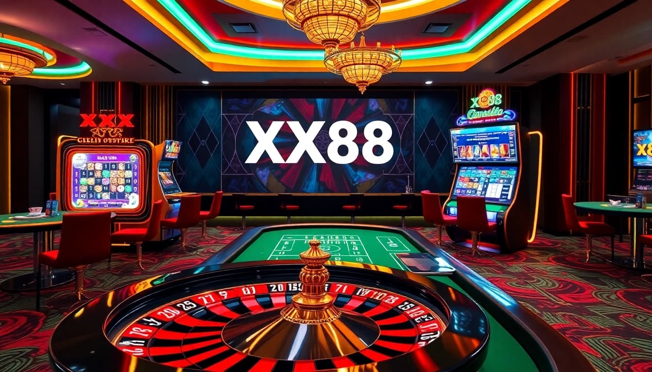Experience the excitement of online gambling with XX88 at a modern casino table.