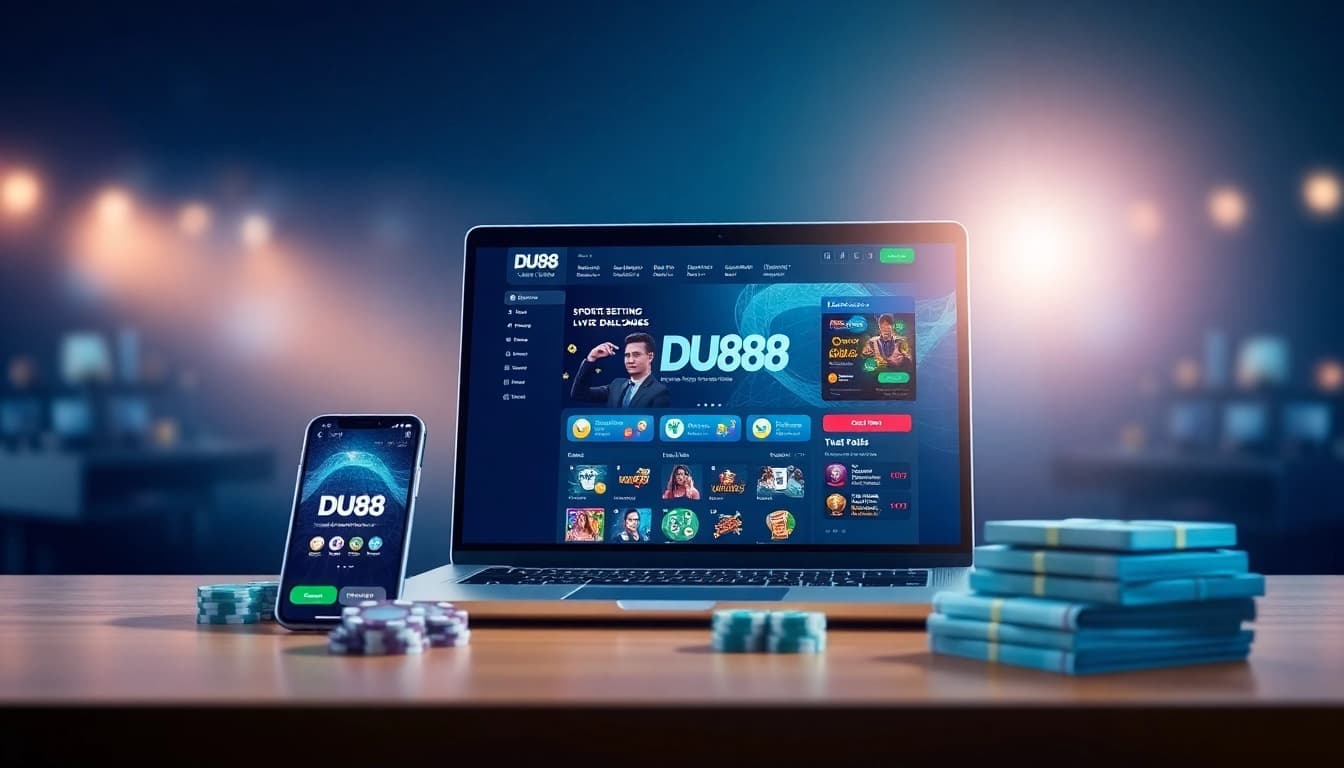 DU88 online gambling platform interface displaying sports betting and casino games, inviting and modern.