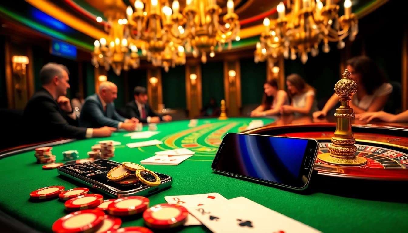 Exciting S8 casino scene with players at a poker table, highlighting high-stakes action.