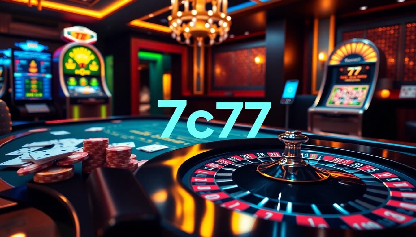 Experience the excitement of the 7c77 app in a luxurious online casino setting.