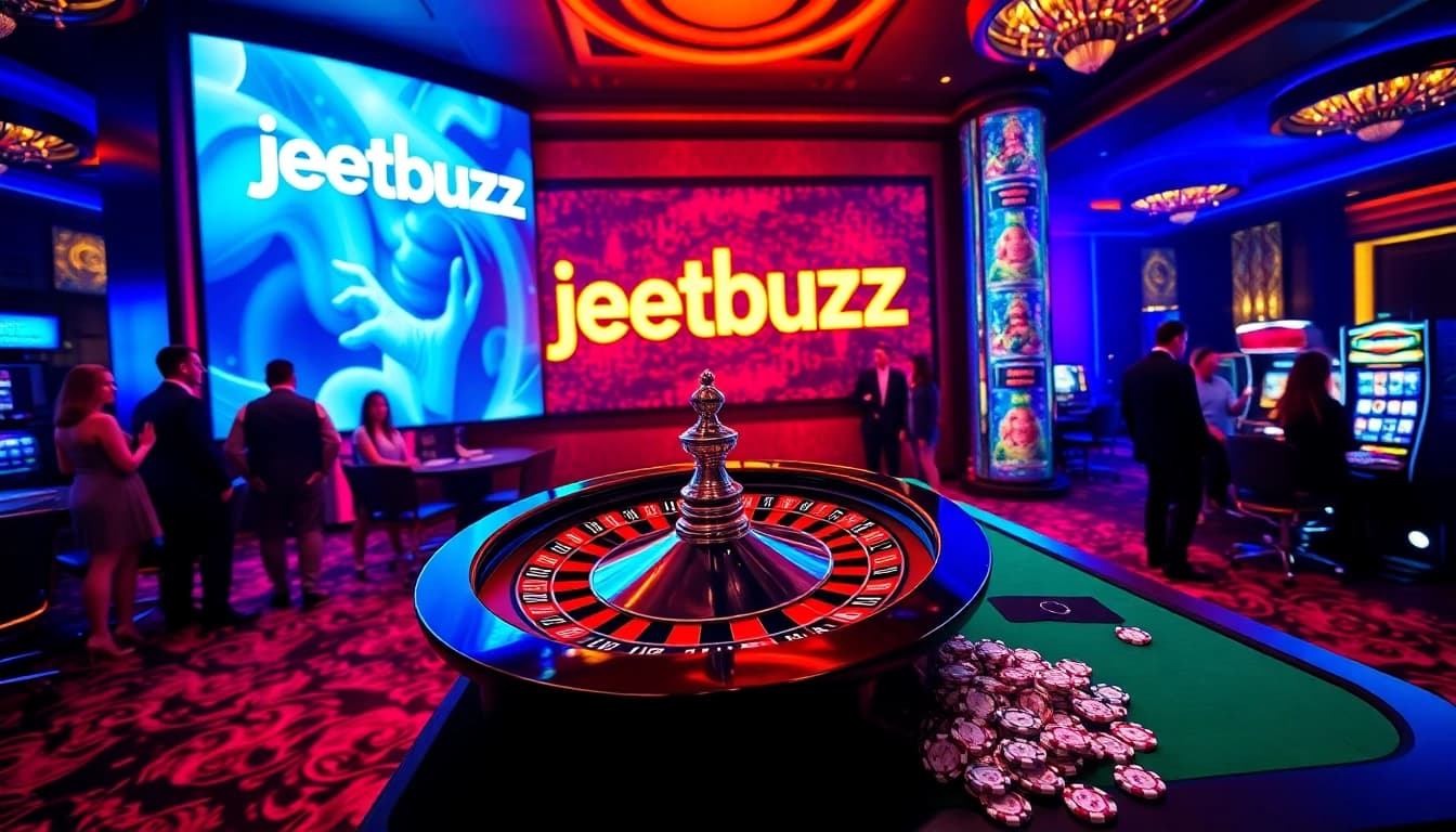 Engage in thrilling gaming at Jeetbuzz casino featuring vibrant roulette and poker action.