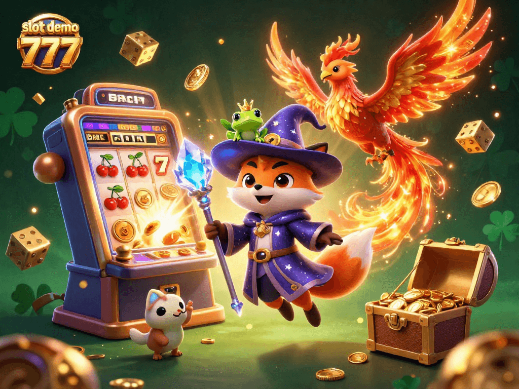 Experience slot demo 777 excitement with this dynamic, colorful casino illustration.