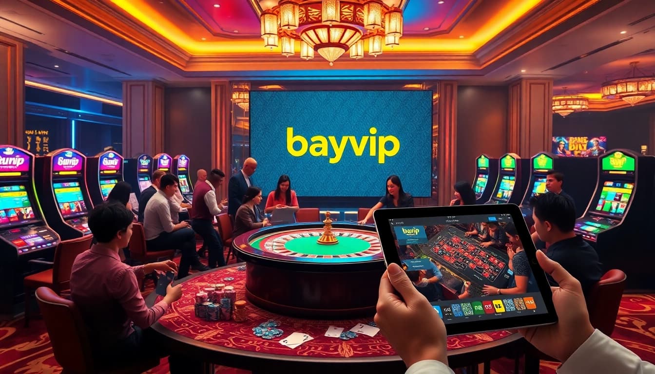 Experience the excitement of Bayvip with vibrant casino gaming including roulette and slot machines.