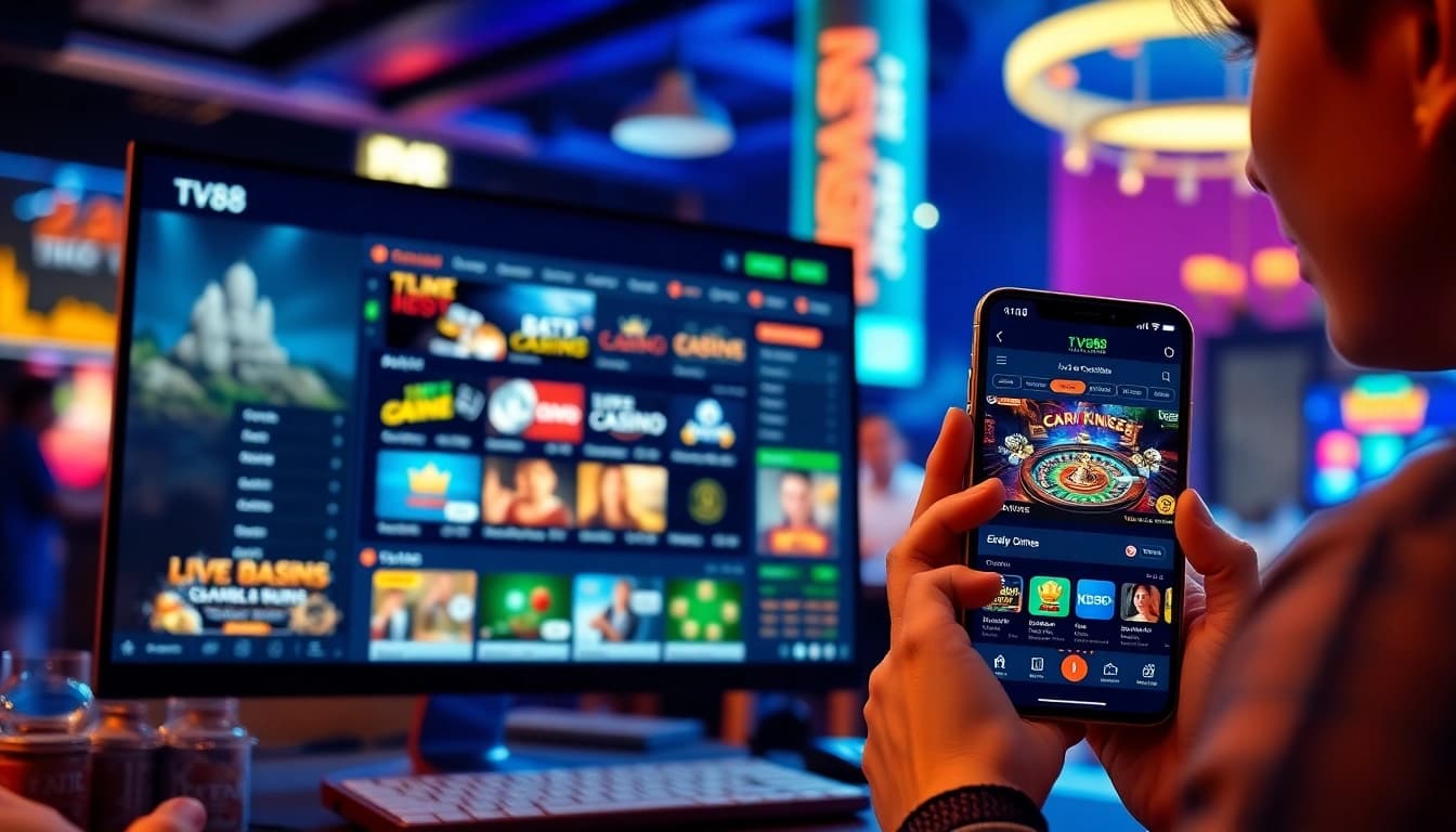 Engaging users interacting with TV88's online gambling platform showcasing diverse game options.