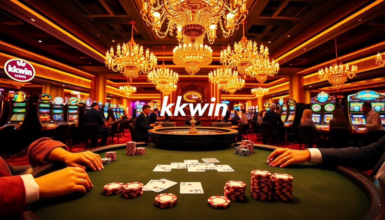 Experience the thrill of kkwin at a luxurious poker table in an upscale casino.