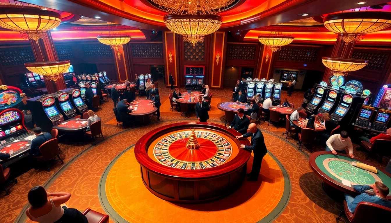 Experience the thrill of NEW88 at an upscale casino with vibrant gaming activities.